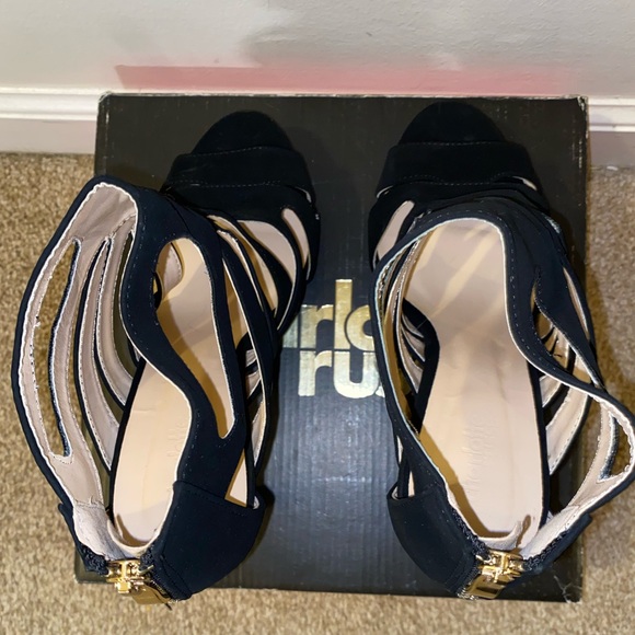 Excellent Condition Charlotte Russe Avalon Black Suede 
Stacked Pumps Stilettos - Picture 12 of 12